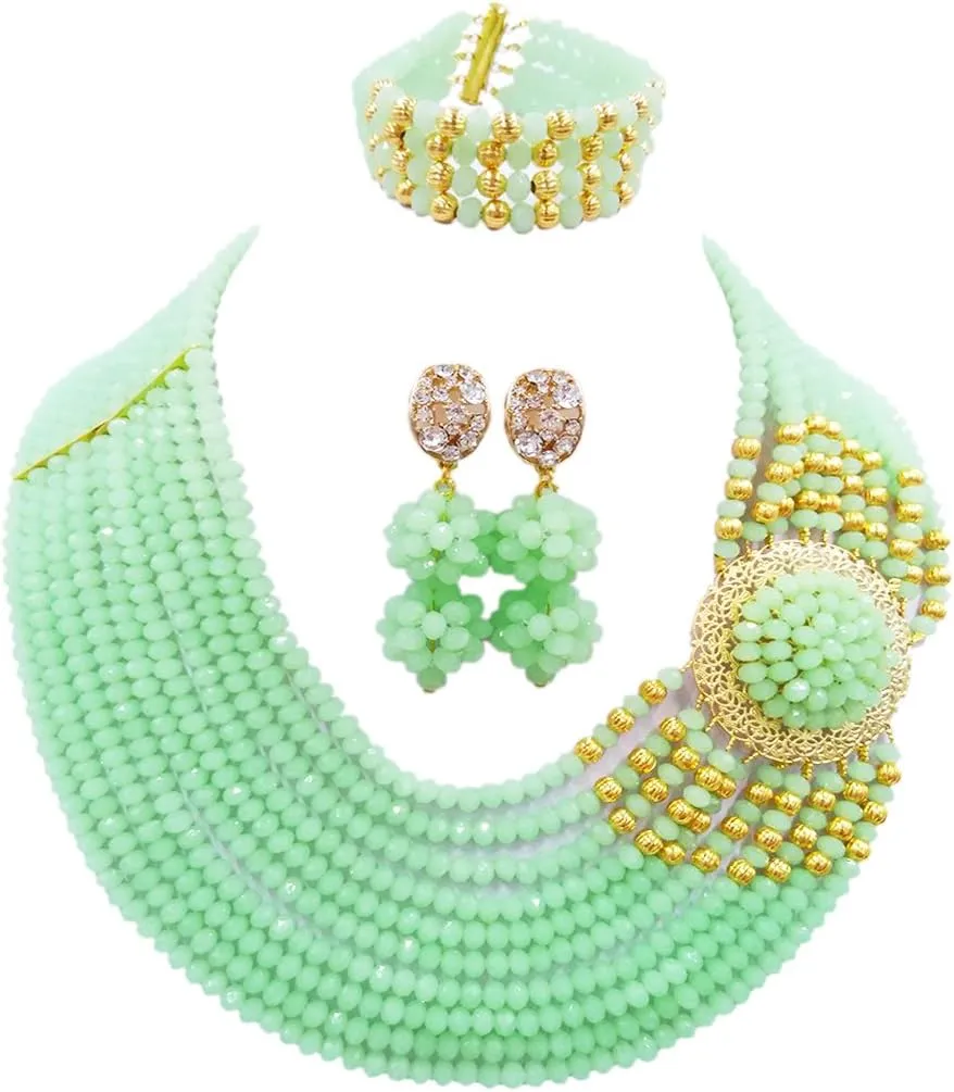 Crystal Royal Blue Beads Jewelry Set African Necklaces for Women Nigerian Wedding Jewelry Sets