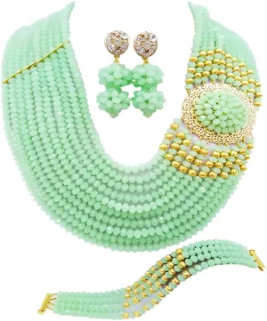 Crystal Royal Blue Beads Jewelry Set African Necklaces for Women Nigerian Wedding Jewelry Sets