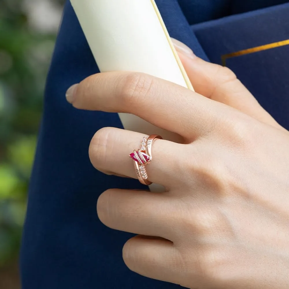 Custom Class Rings for High School - Personalized Sterling Silver Ring for Graduation - Fully Customizable College Jewelry - Gift for Graduated Men and Women Class of 2024