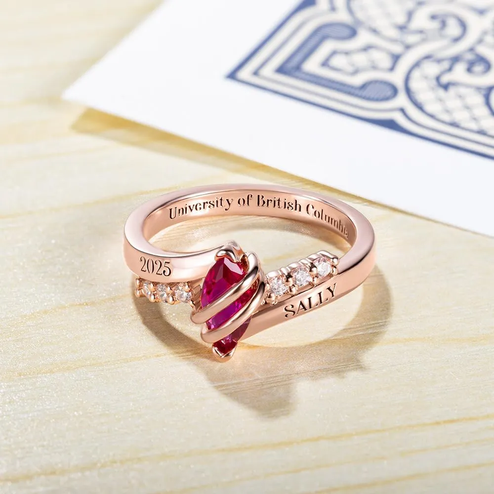 Custom Class Rings for High School - Personalized Sterling Silver Ring for Graduation - Fully Customizable College Jewelry - Gift for Graduated Men and Women Class of 2024