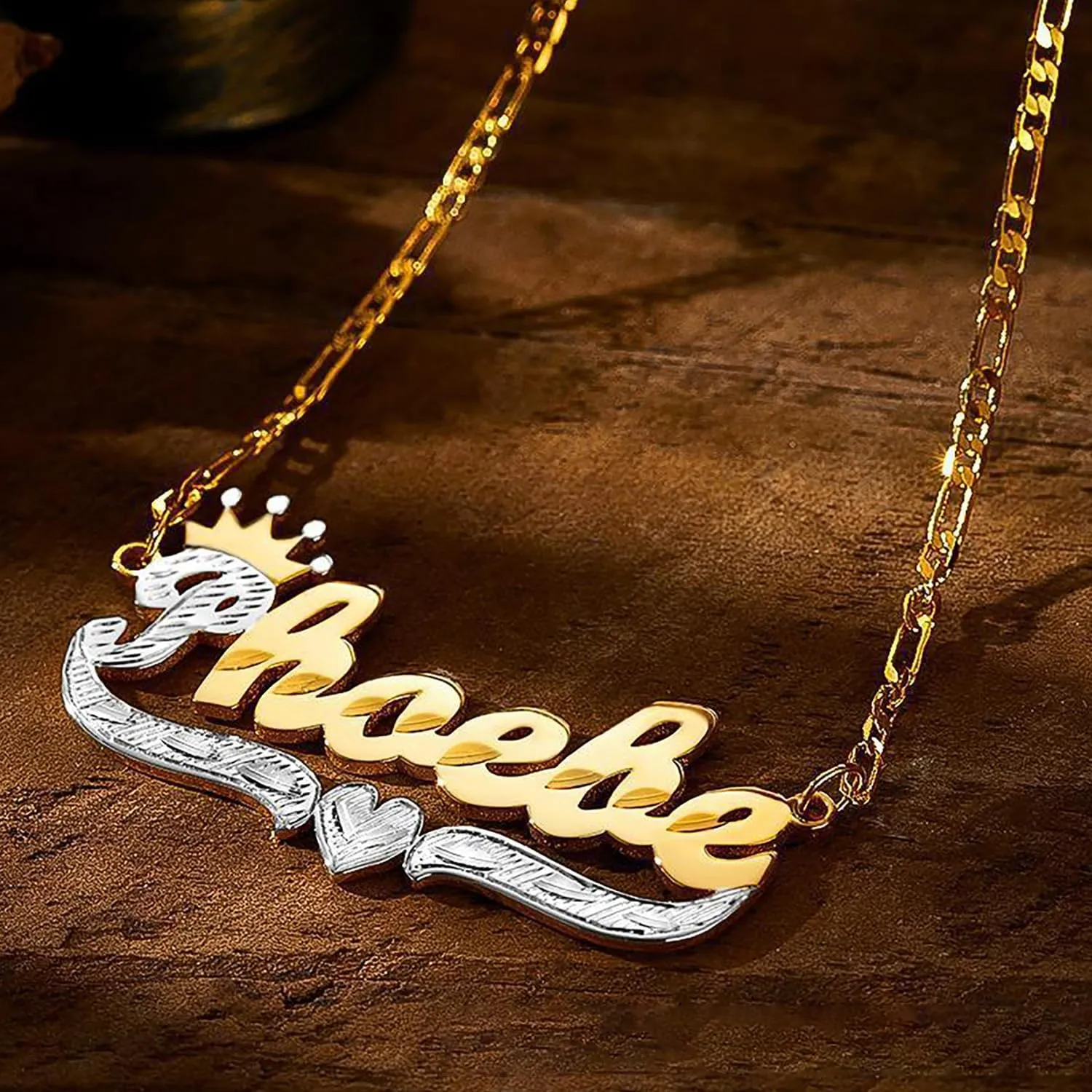 Custom Name Necklace Personalized Double Plated Name Necklaces 18K Gold Pendant for Women