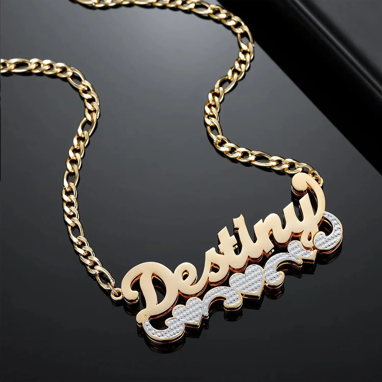 Custom Name Necklace Personalized Double Plated Name Necklaces 18K Gold Pendant for Women