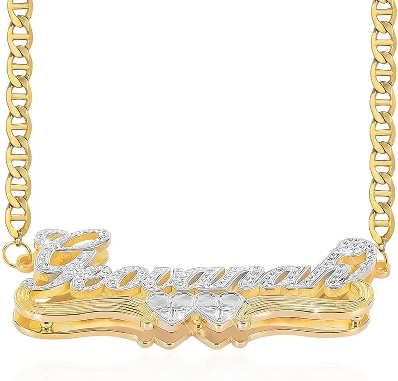 Custom Name Necklace Personalized Double Plated Name Necklaces 18K Gold Pendant for Women