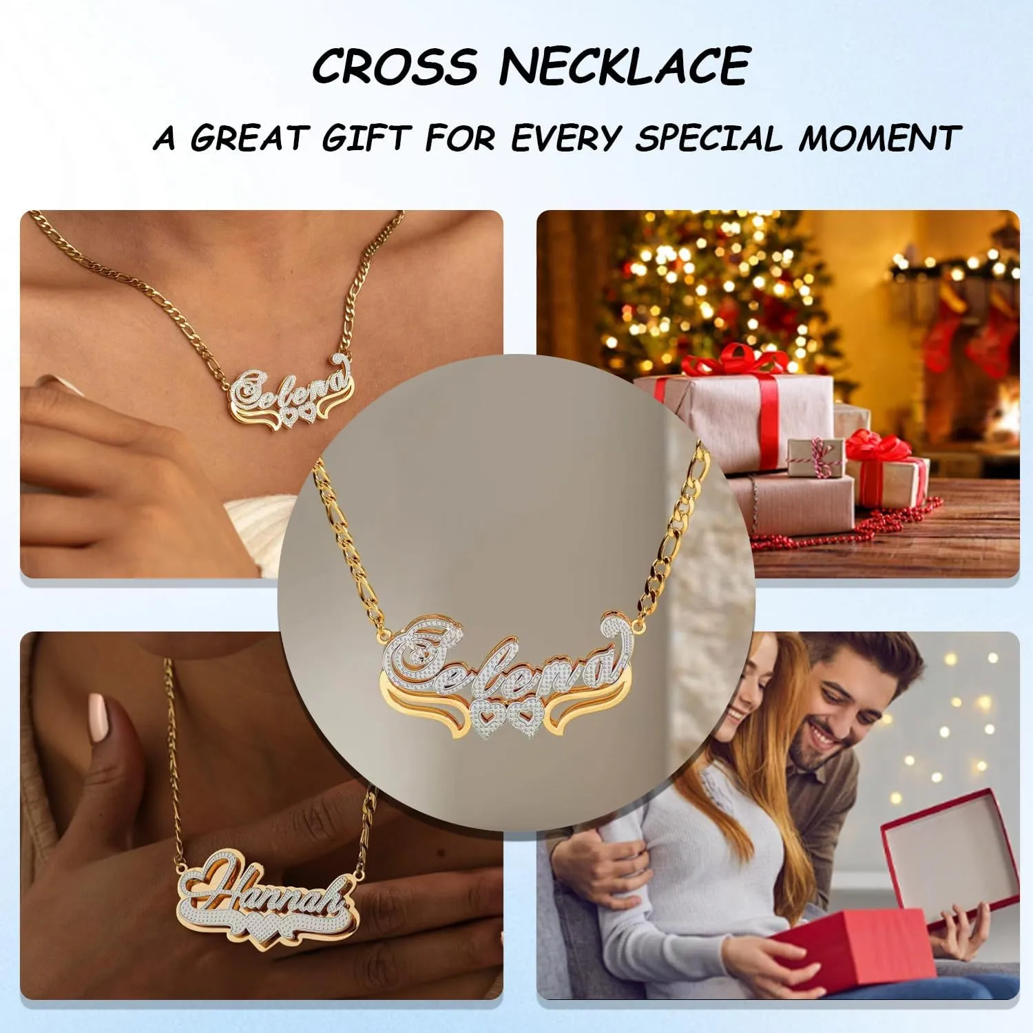 Custom Name Necklace Personalized Double Plated Name Necklaces 18K Gold Pendant for Women
