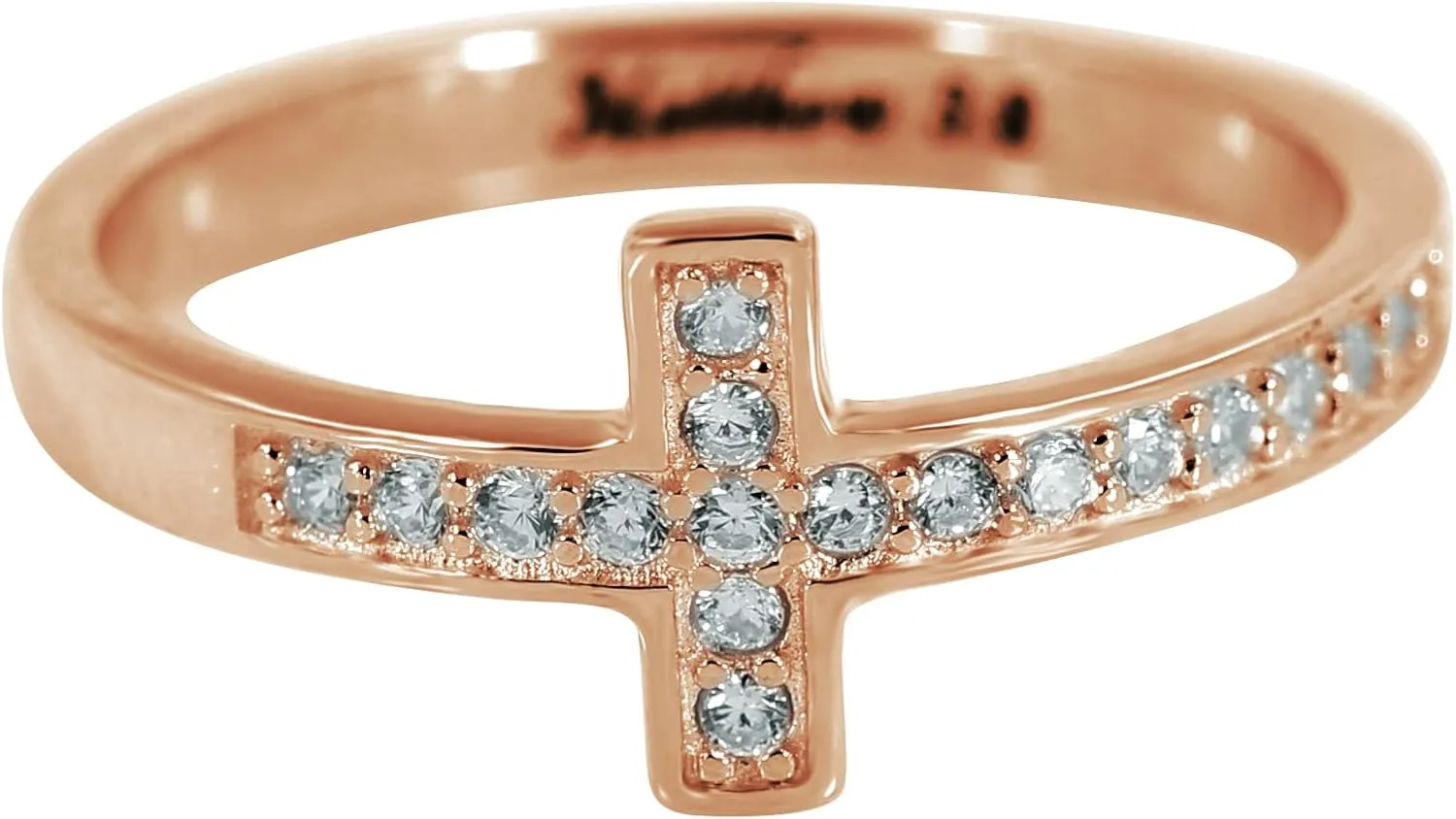 Custom Statement Ring for Women Personalized Sterling Silver Faith Hope Love Sideways Cross Ring Sideways Diamond Cross Band Ring Gift