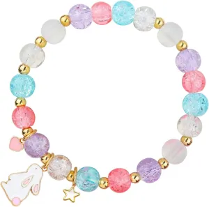 Cute Bunny Bracelet Crystal Pearl Bracelet, Lovely Cartoon Elastic Beaded Bracelets Friendship Bracelets Birthday Christmas Jewelry Gifts for Women Girlfriend Best Friend Siste bunny bracelet