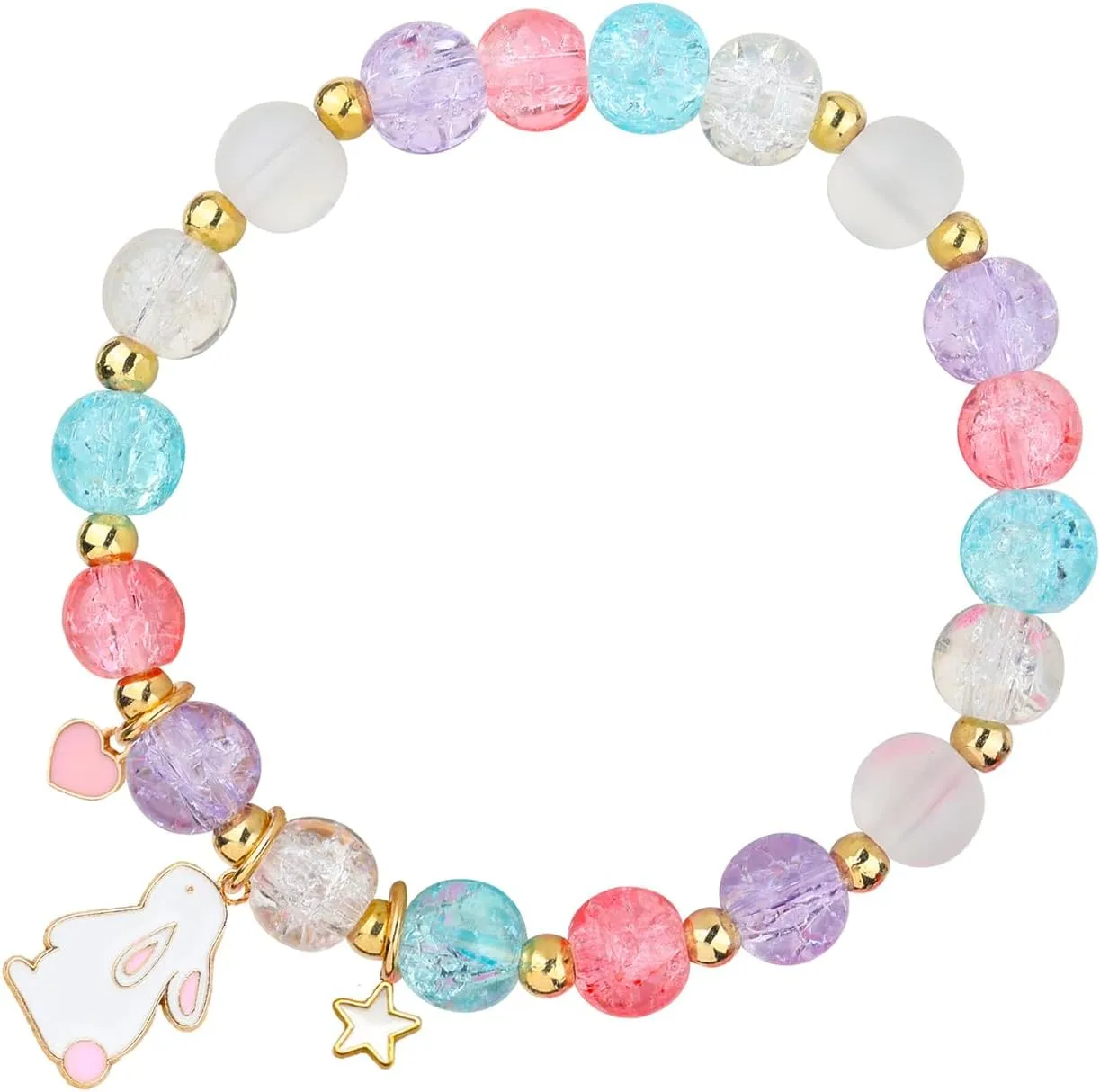 Cute Bunny Bracelet Crystal Pearl Bracelet, Lovely Cartoon Elastic Beaded Bracelets Friendship Bracelets Birthday Christmas Jewelry Gifts for Women Girlfriend Best Friend Siste bunny bracelet