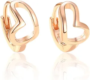 Cute Heart Tiny Huggie Hoop Earrings 925 Sterling Silver for Women Cartilage Hollow Love Heart Hoops Earring Wrap Cuffs Chic Valentine's Day Jewelry Gifts Christmas
