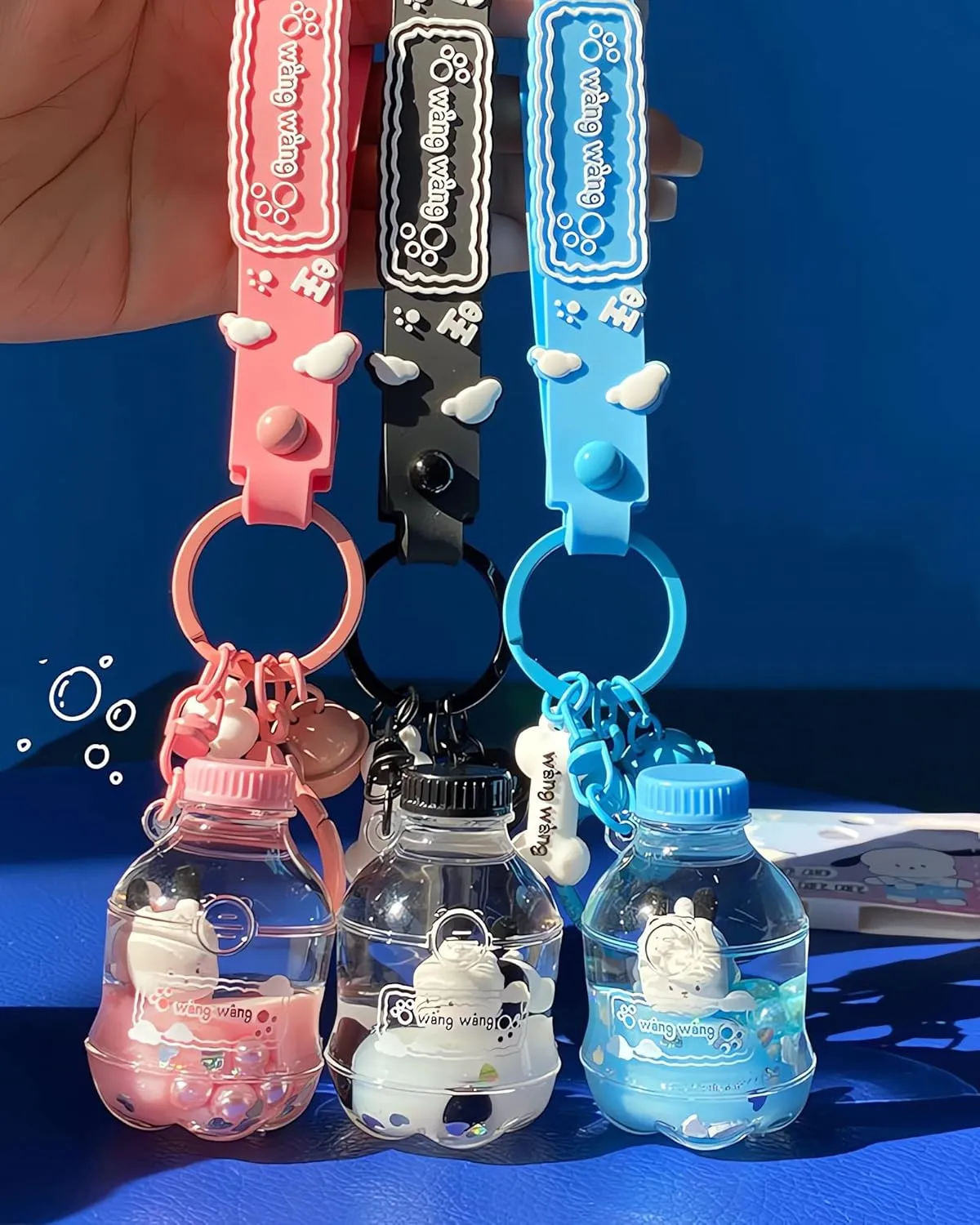 Cute Puppy Keychain Kawaii Dog Liquid Floating Keychain Backpack Pendent