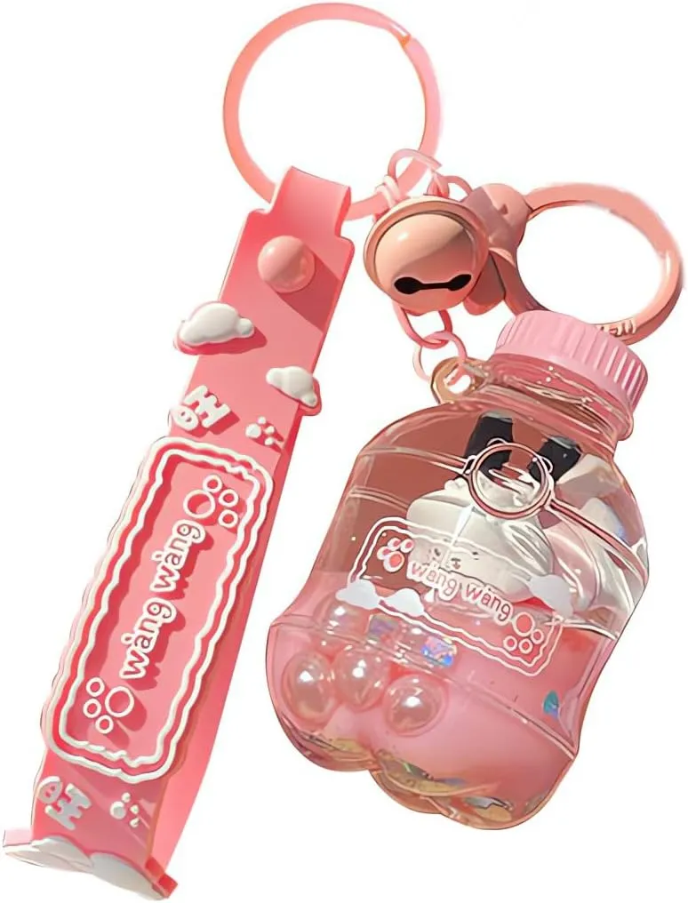 Cute Puppy Keychain Kawaii Dog Liquid Floating Keychain Backpack Pendent