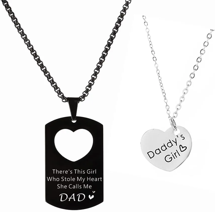 Dad Daughter Matching Necklace Set for 2 Daddys Necklace Fathers Day Gift for Daddy from Daughter