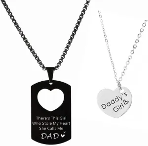Dad Daughter Matching Necklace Set for 2 Daddys Necklace Fathers Day Gift for Daddy from Daughter
