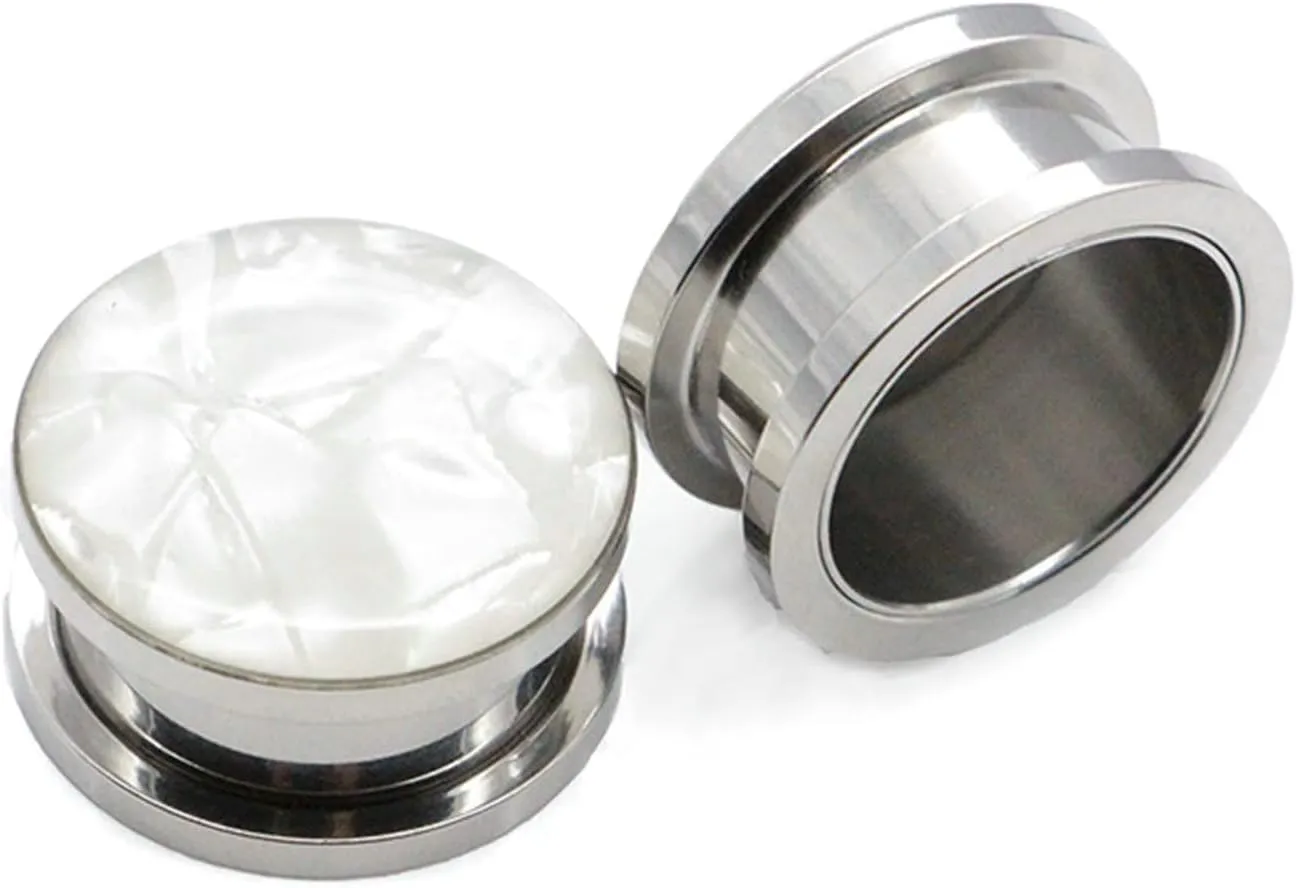 Daesar 2PCS Gauge Tunnels, Stainless Steel Tunnel Set Polished Round Ear Gauge Piercing Jewelry
