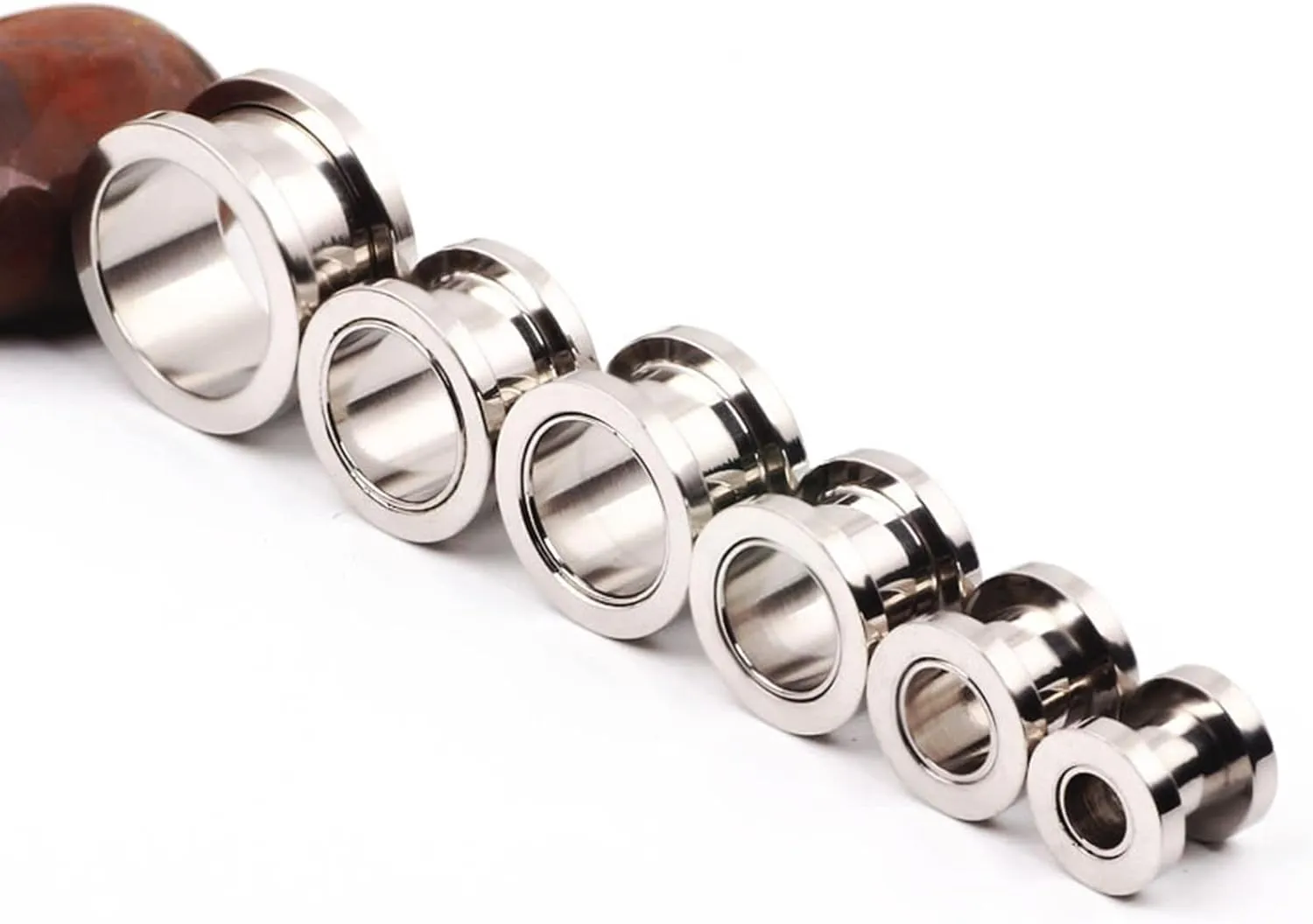 Daesar 2PCS Gauge Tunnels, Stainless Steel Tunnel Set Simple Polished Hoop Ear Gauge Piercings Jewelry