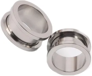 Daesar 2PCS Gauge Tunnels, Stainless Steel Tunnel Set Simple Polished Hoop Ear Gauge Piercings Jewelry