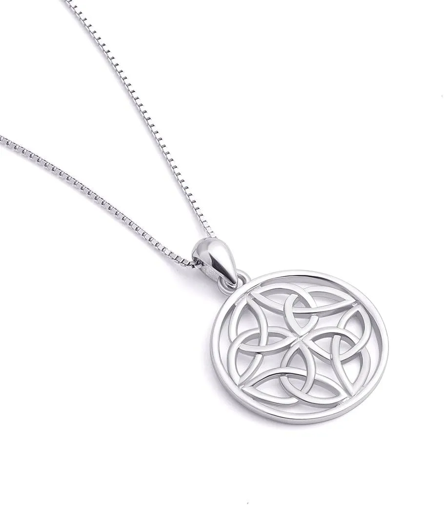 DAOCHONG 925 Sterling Silver Good Luck Irish Jewelry Celtic Knot Pendant Necklaces for Women