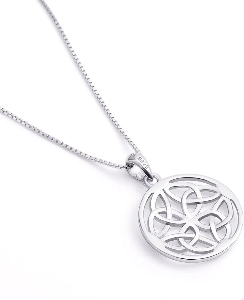 DAOCHONG 925 Sterling Silver Good Luck Irish Jewelry Celtic Knot Pendant Necklaces for Women