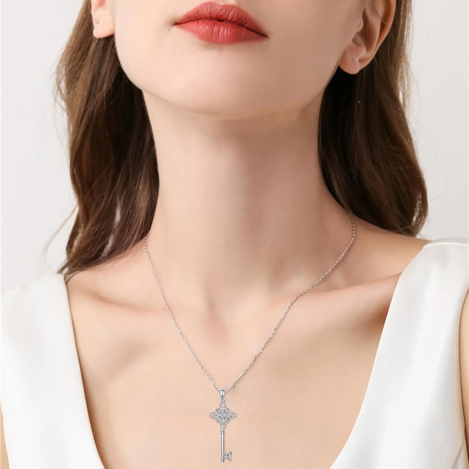 DAOCHONG 925 Sterling Silver Good Luck Irish Jewelry Celtic Knot Pendant Necklaces for Women