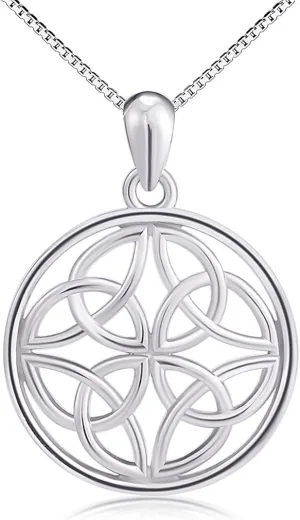 DAOCHONG 925 Sterling Silver Good Luck Irish Jewelry Celtic Knot Pendant Necklaces for Women