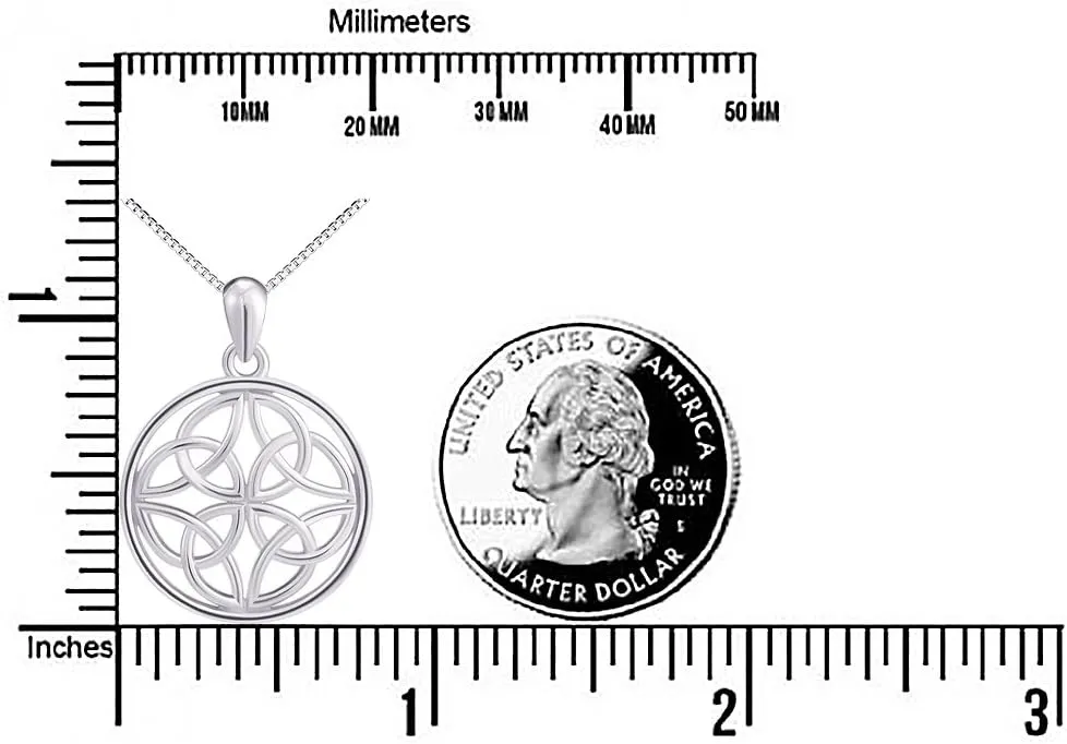 DAOCHONG 925 Sterling Silver Good Luck Irish Jewelry Celtic Knot Pendant Necklaces for Women