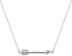 DAOCHONG Arrow Necklace S925 Sterling Silver Classic Love Polished Sideways Arrow Necklace