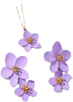 DATOA Elegant Floral Statement Collar Necklace with Earrings for Women Colorful Leaf Flower Jewelry Set
