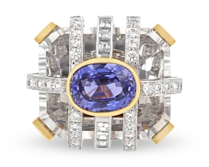 David Webb Purple Sapphire Ring, 9.64 Carats