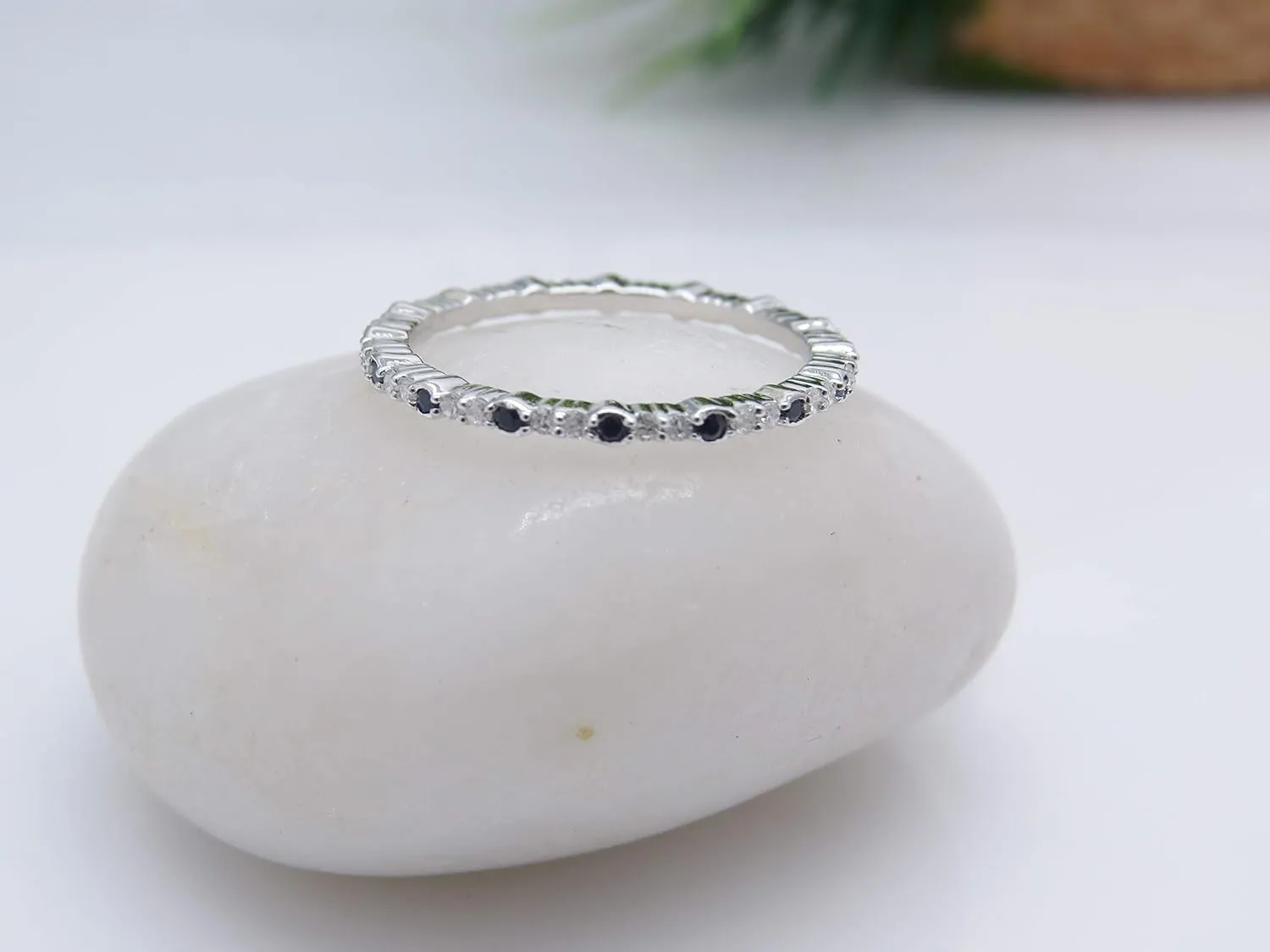 Dazzlingrock Collection Round Blue Sapphire & White Diamond Eternity Wedding Band for Women in Solid Gold