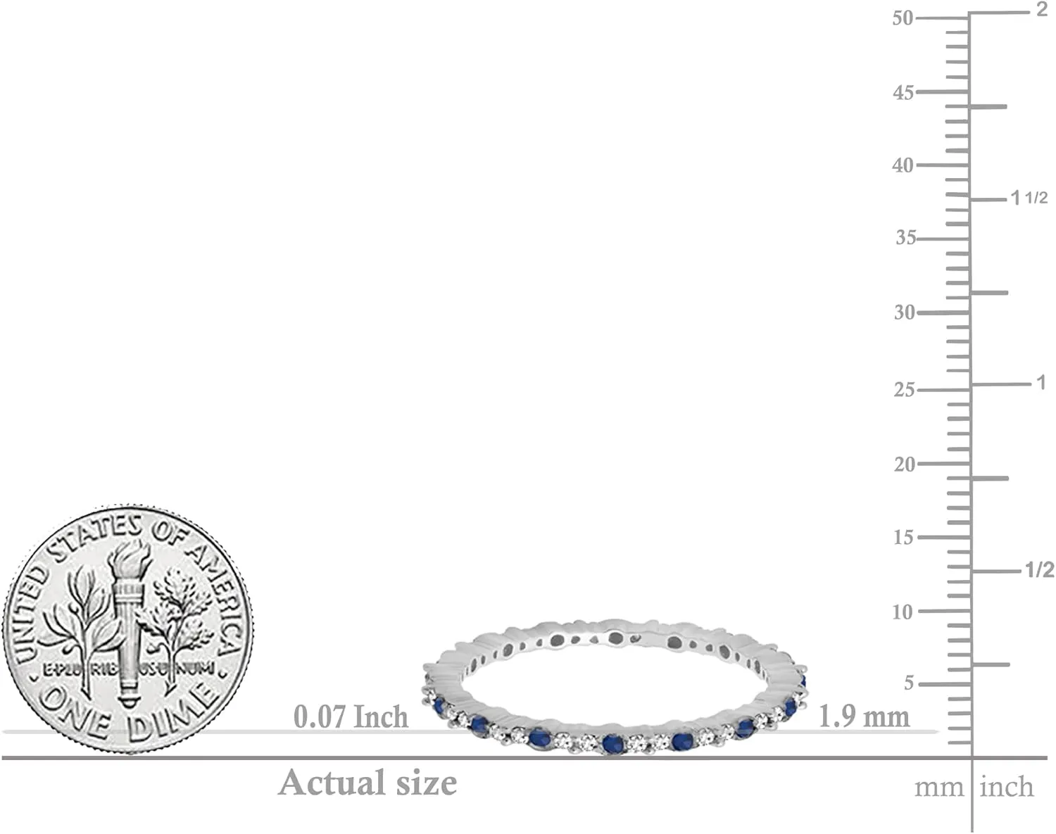 Dazzlingrock Collection Round Blue Sapphire & White Diamond Eternity Wedding Band for Women in Solid Gold