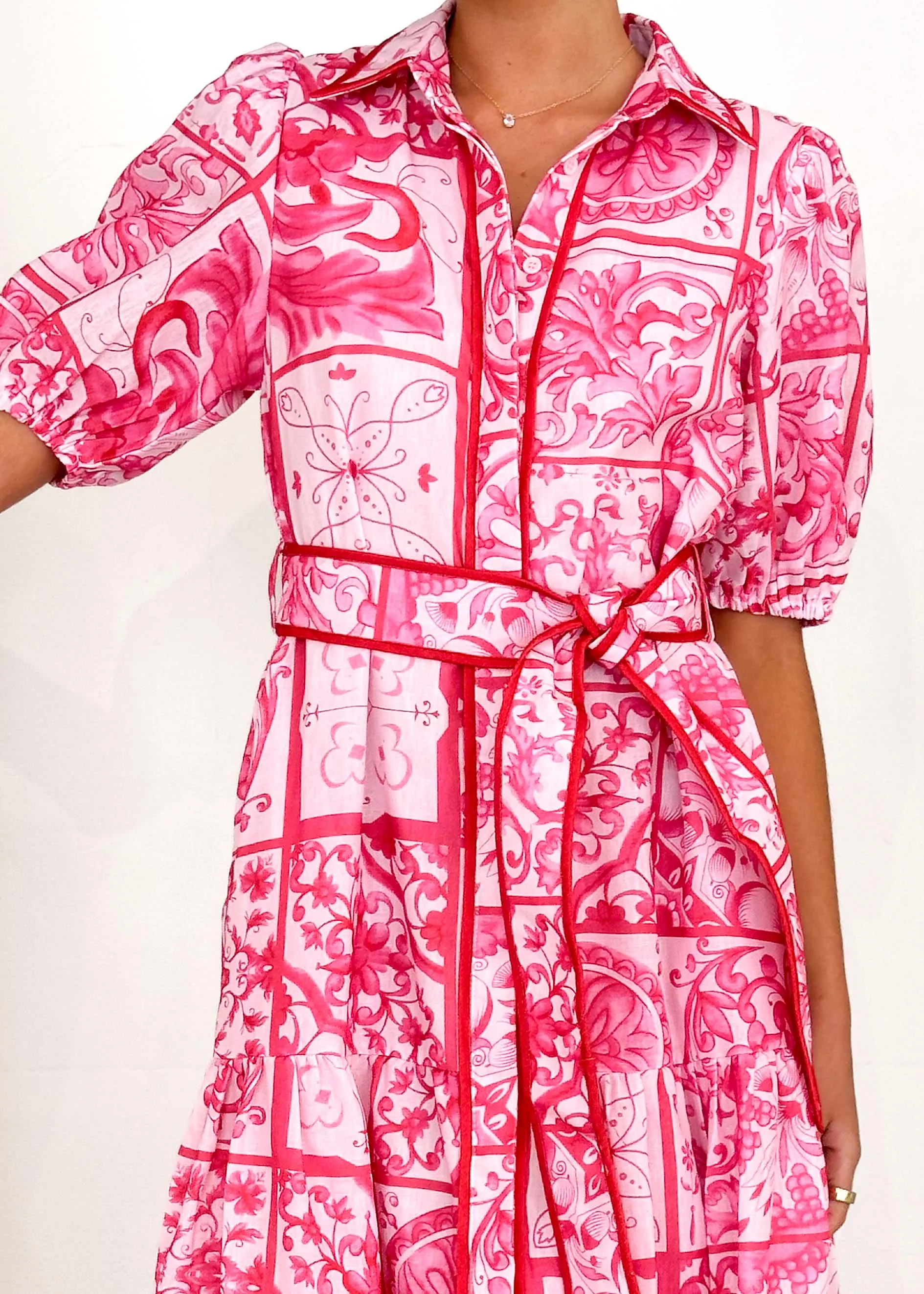 Deco Maxi Dress - Pink Tile