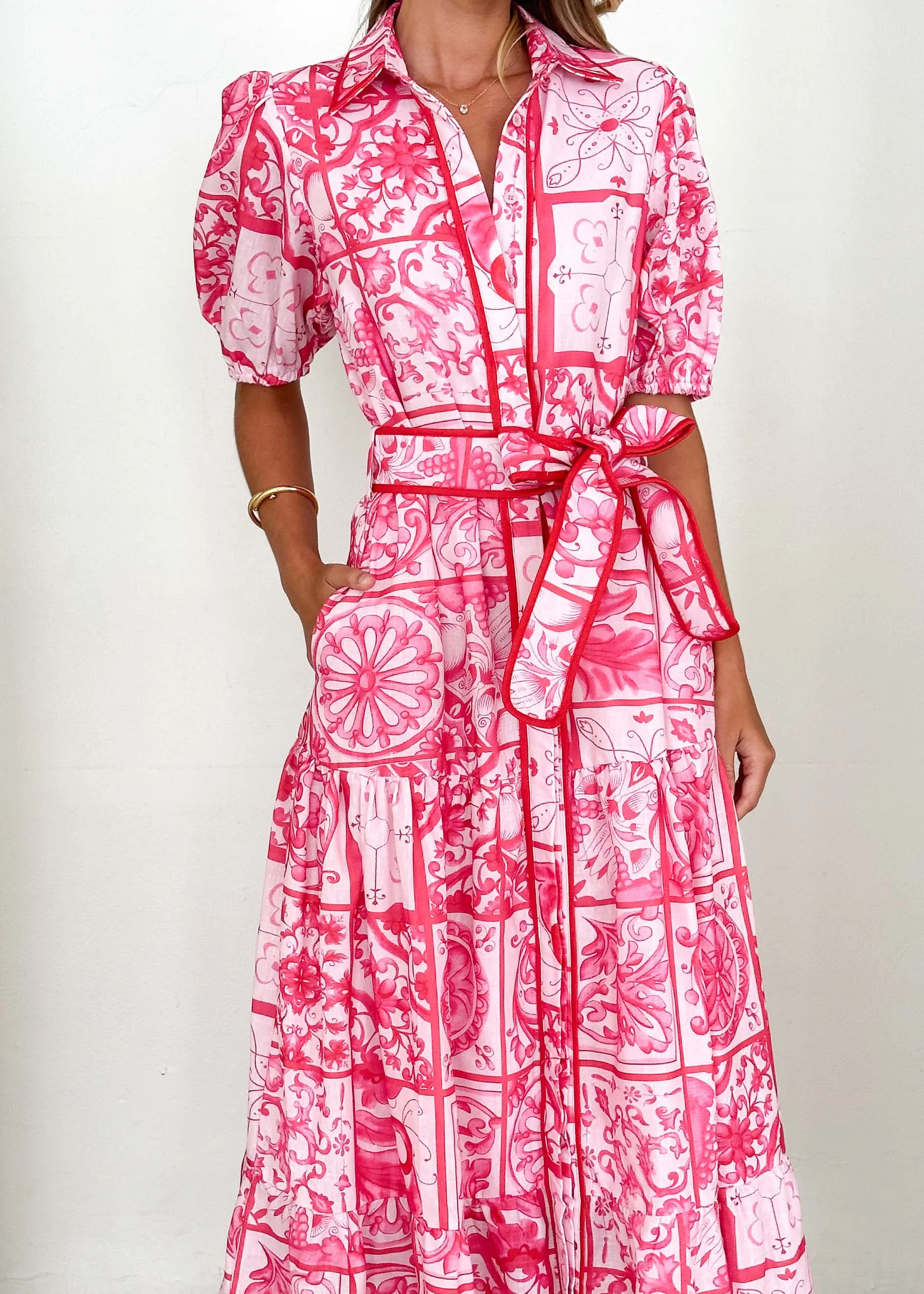 Deco Maxi Dress - Pink Tile