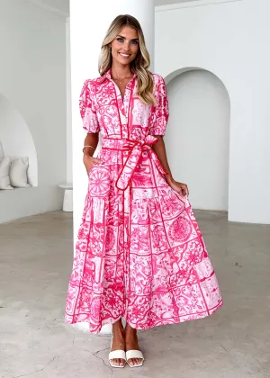 Deco Maxi Dress - Pink Tile