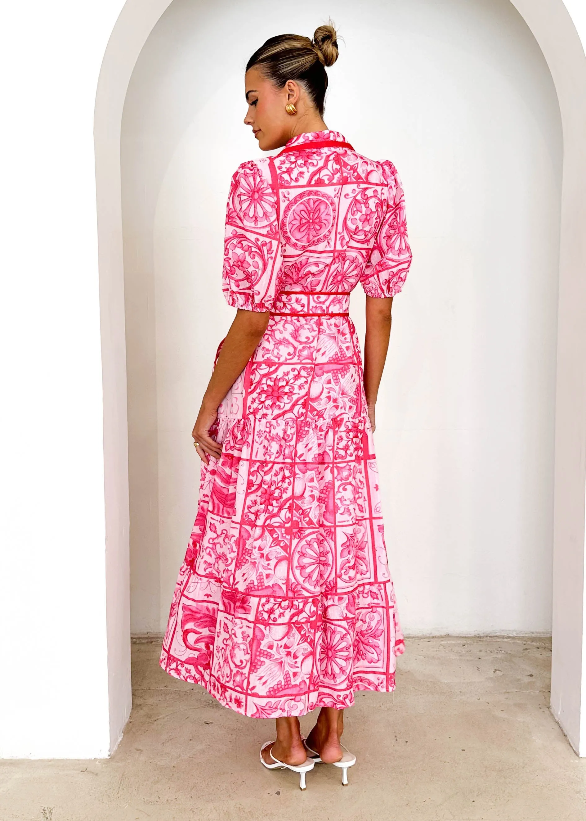 Deco Maxi Dress - Pink Tile