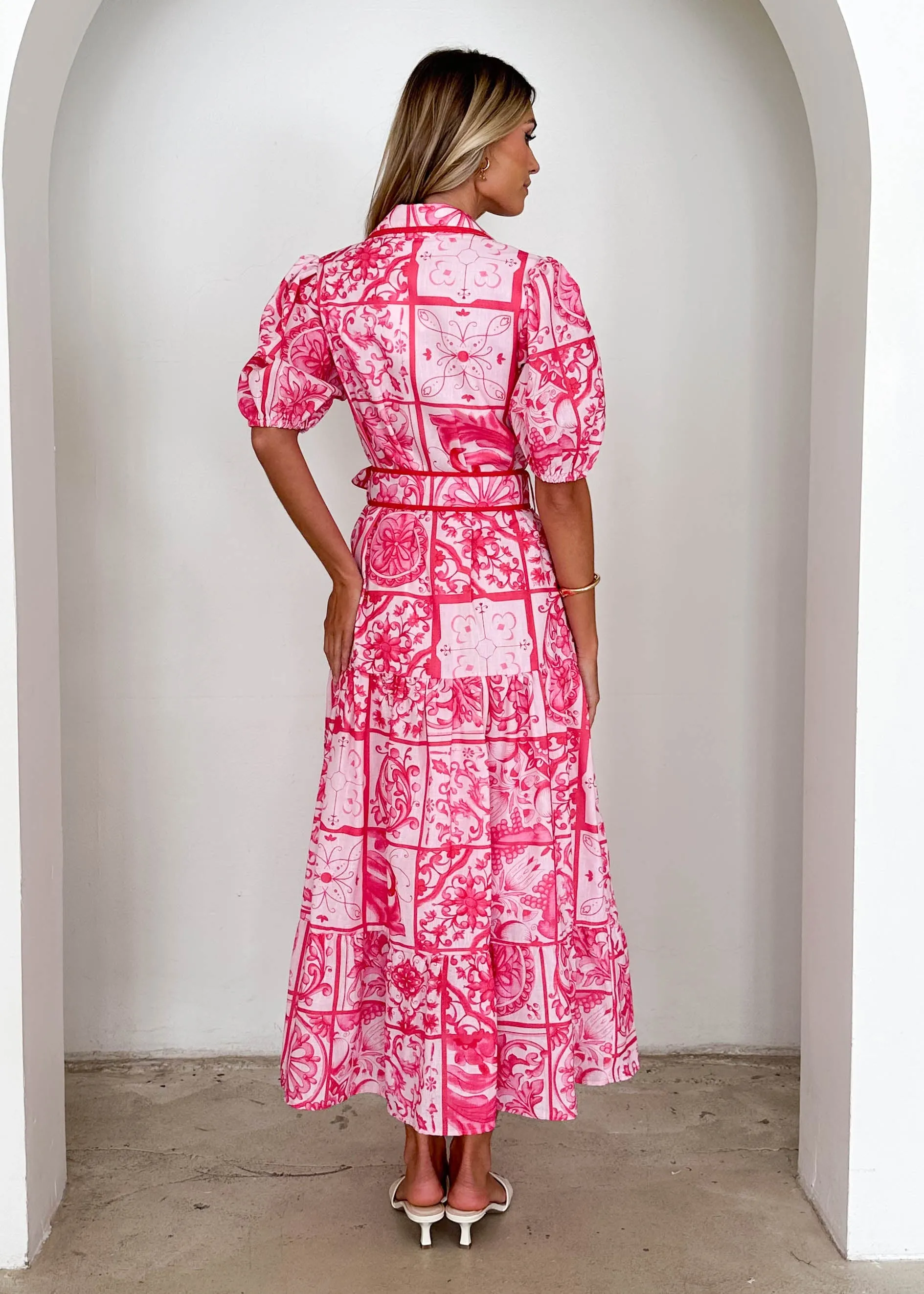 Deco Maxi Dress - Pink Tile