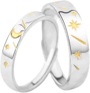 Didiseaon Fashionable Couples' Ring Set 2pcs Ring for Women Men Adjustable Finger Jewelry
