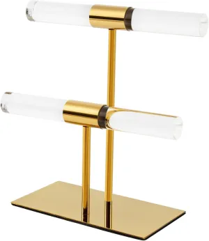 Display Stand Acrylic Jewelry Towers - Stainless Steel Long Necklaces Stand 2-Tier Crystal Tabletop Jewelry Organizer Home Decor for Store Boutique Vendors