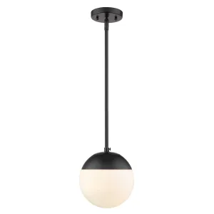 Dixon Small Pendant in Matte Black with Opal Glass and Matte Black Cap