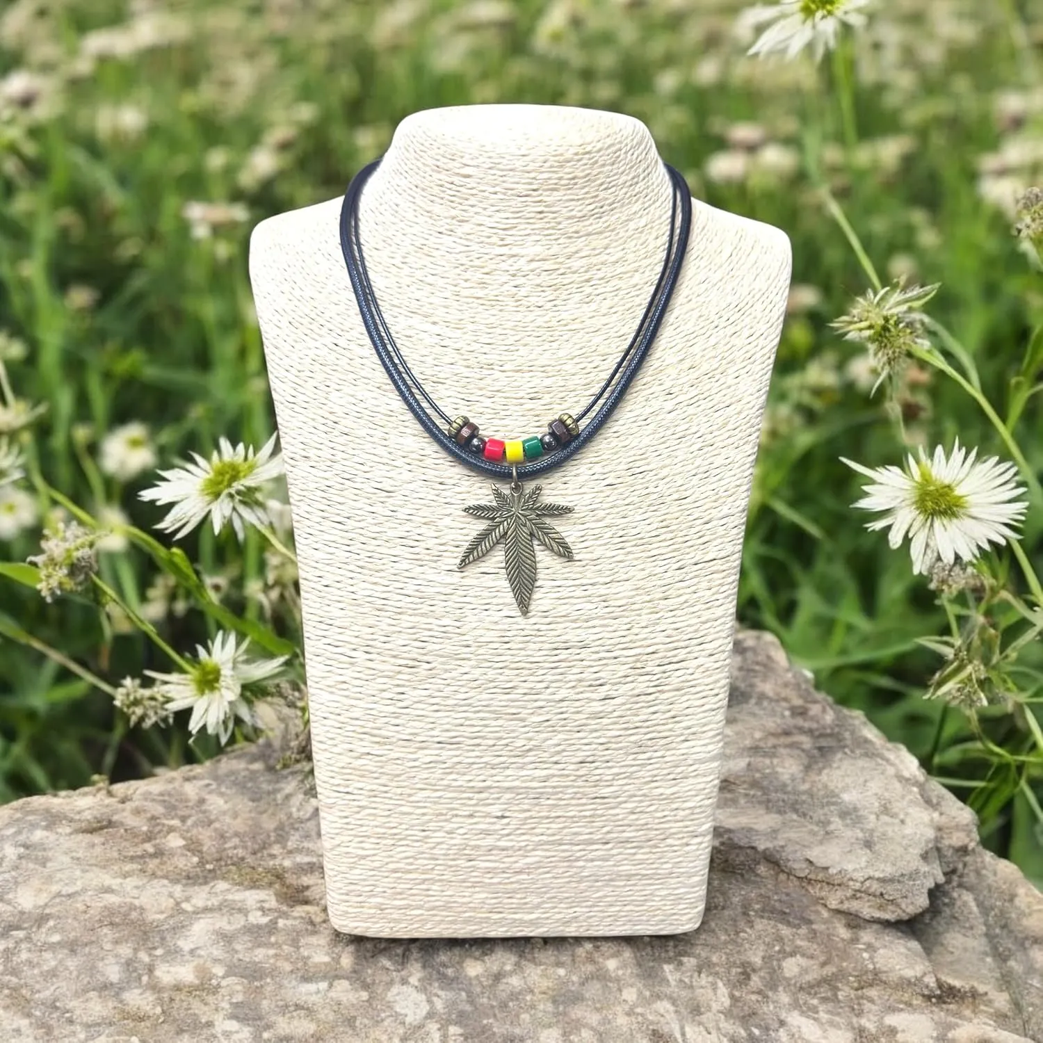 Double Layers Maple Leaf Necklace Metal Maple Leaf Pendant Rasta plaid Hippie Mens Women Necklace