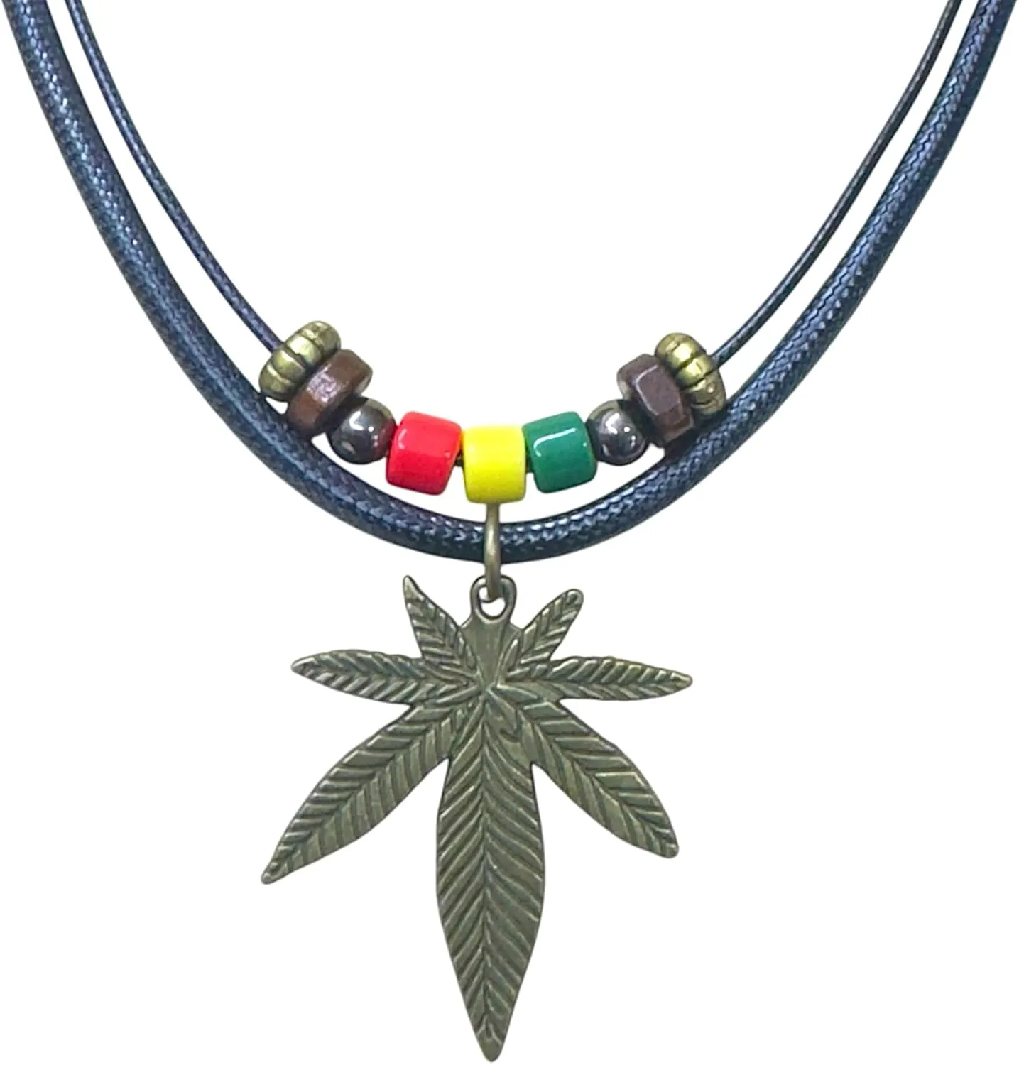 Double Layers Maple Leaf Necklace Metal Maple Leaf Pendant Rasta plaid Hippie Mens Women Necklace
