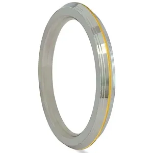 Duggu Unique Steel Punjabi Sikh Gents Heavy Kada Bangle Bracelet With Stylish Gold Brass Line For Men, Boys Birthday Gift (9 mm Thick) (70 MM)