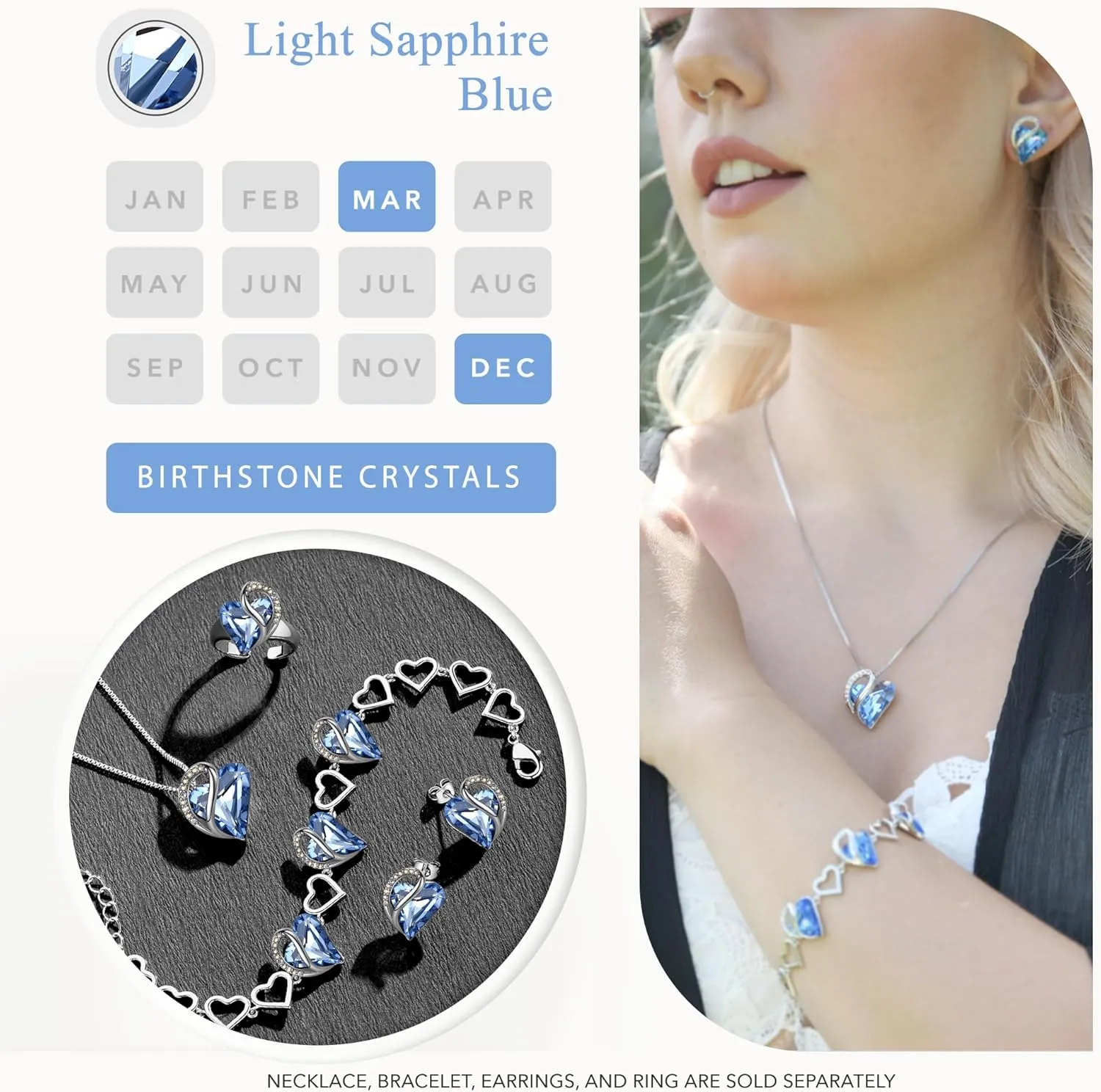 Earrings for Women, Mothers Day Gift for Mom, Heart Birthstone Crystal Stud Earring, Silver Plated Birthday Jewelry