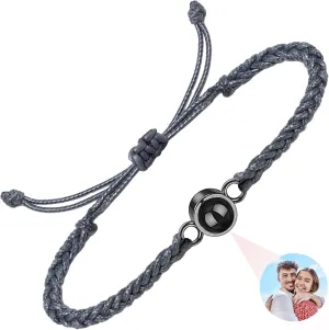 Easycosy Customized Bracelets with Picture inside, Personalized Photo Projection Bracelets, Adjustable Length Bracelet Mothers Day Memorial Gifts for Mom Women Wife Girlfriend