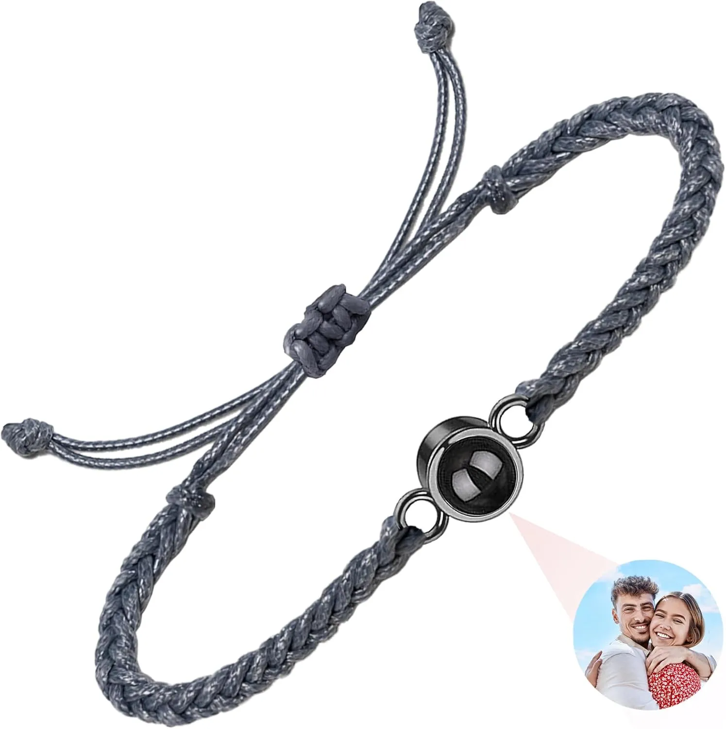 Easycosy Customized Bracelets with Picture inside, Personalized Photo Projection Bracelets, Adjustable Length Bracelet Mothers Day Memorial Gifts for Mom Women Wife Girlfriend