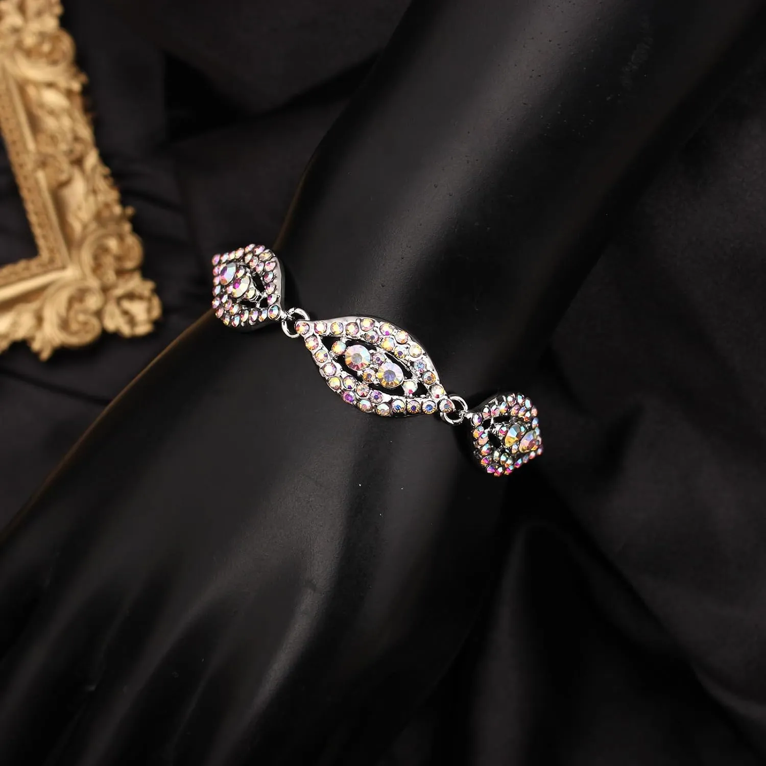 Elegant Austrian Crystal Bridal Bridesmaid Necklace Dangle Earring Bracelet Wedding Prom Costume Jewelry Set for Women