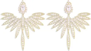 Elegant Cubic Zirconia Wedding Bridal Earrings for Women Gold Plated AAA CZ Zircon Leaf Tear Drop Earrings for Women Formal Jewelry