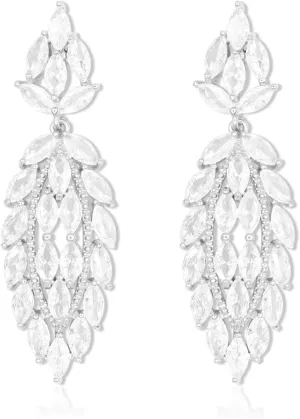 Elegant Cubic Zirconia Wedding Bridal Earrings for Women Gold Silver Plated AAA CZ Zircon Leaf Flower Drop Earrings for Women Formal Jewelry