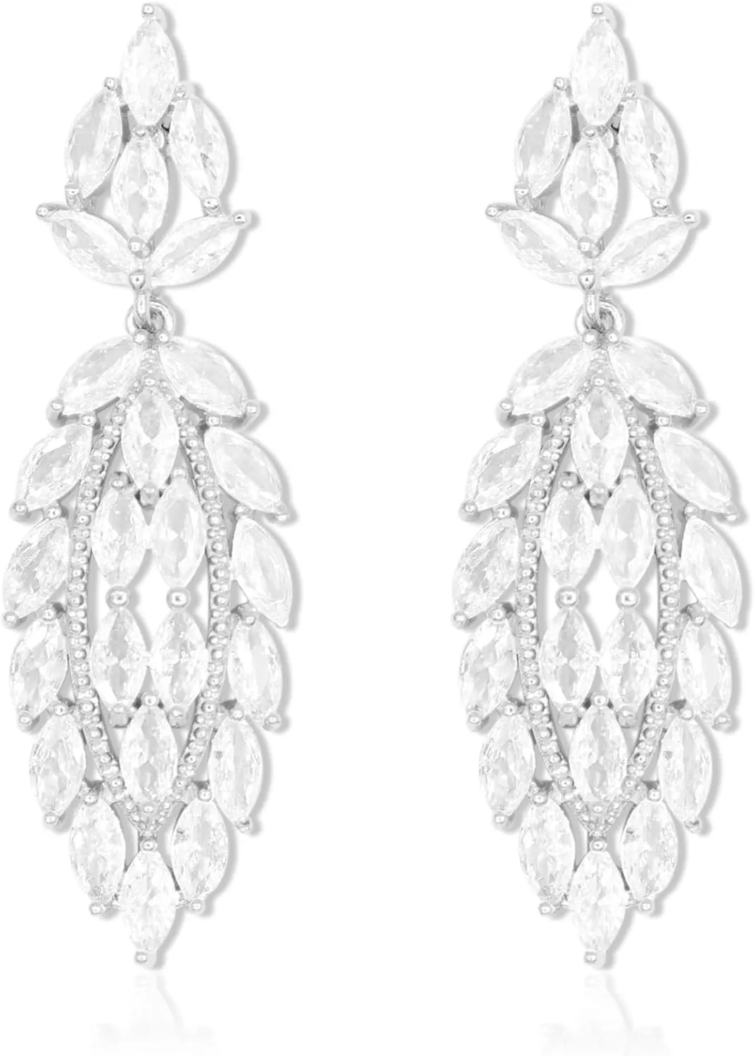 Elegant Cubic Zirconia Wedding Bridal Earrings for Women Gold Silver Plated AAA CZ Zircon Leaf Flower Drop Earrings for Women Formal Jewelry