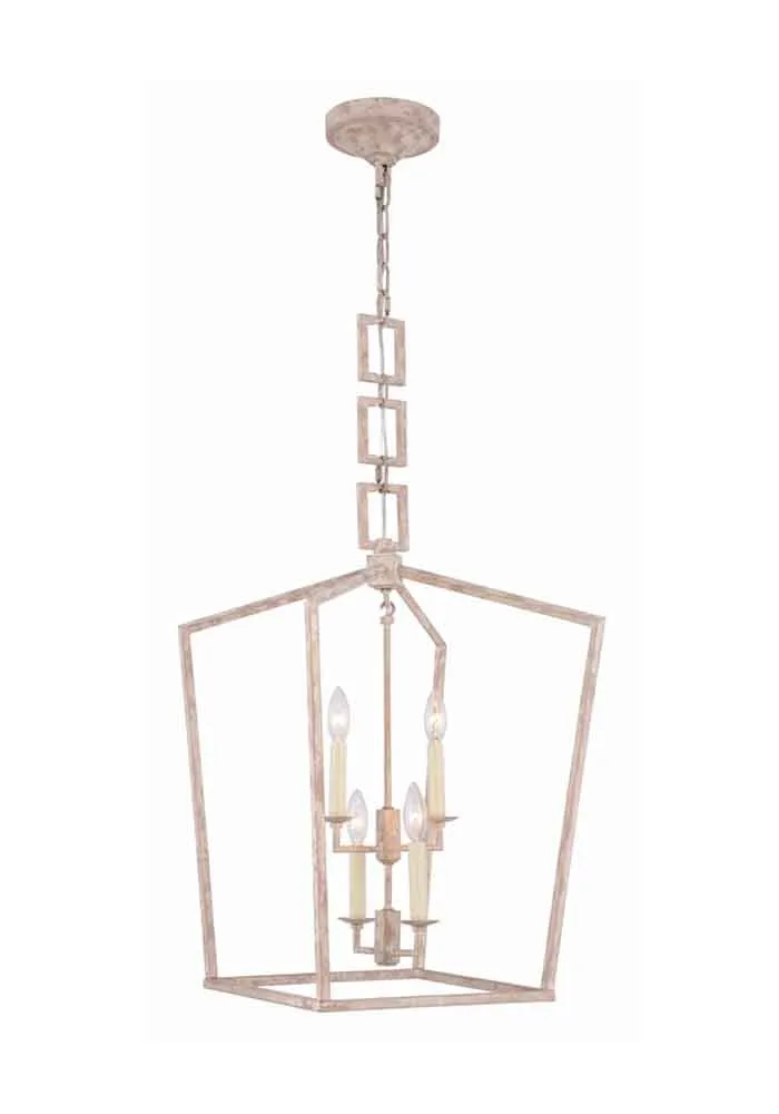Elegant Lighting Home Decor Denmark Collection 4-Light Ivory wash Finish Pendant - 26"H