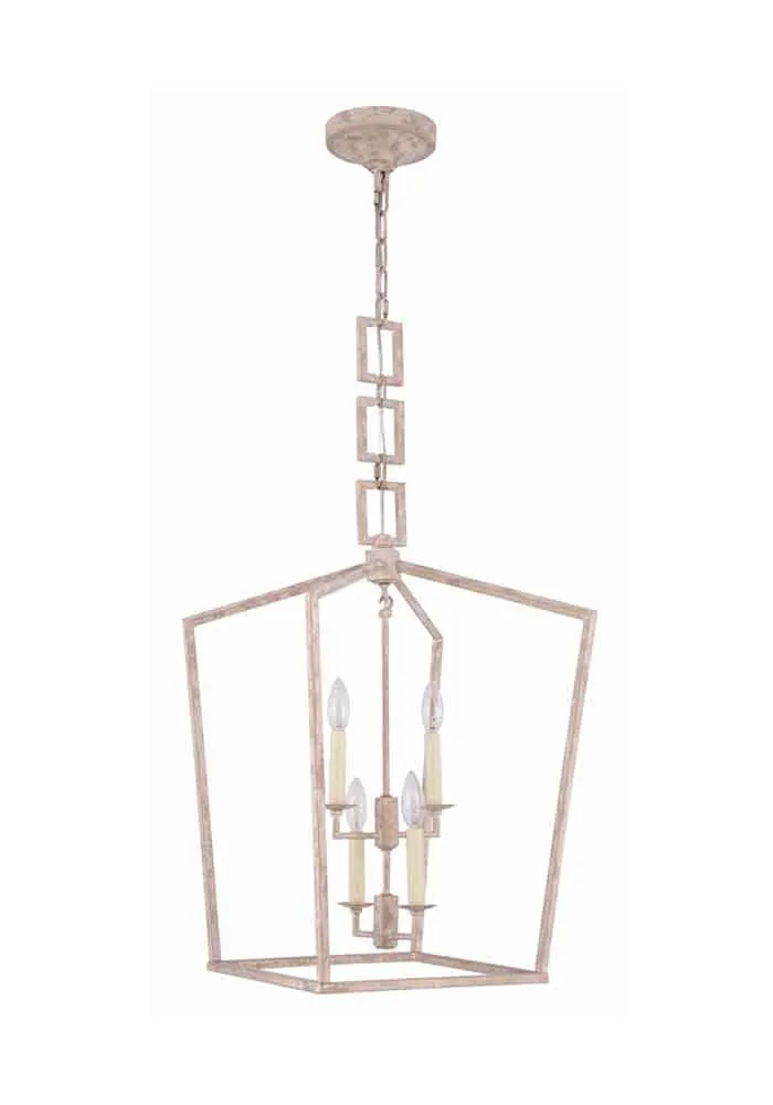 Elegant Lighting Home Decor Denmark Collection 4-Light Ivory wash Finish Pendant - 26"H