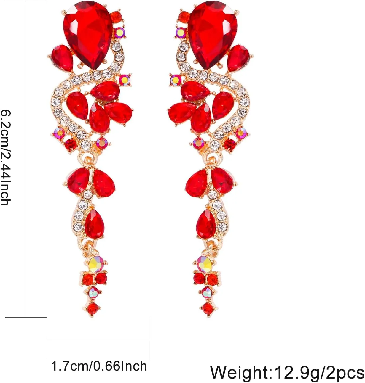 Elegant Rhinestone Crystal Statement Dangle Earrings Bohemian Multiple Teardrop Chandelier Long Earrings for Women Wedding Pageant